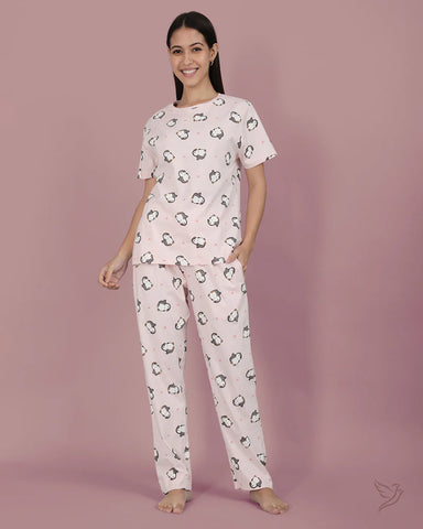 Penguin Printed Co-ord Set - Veiled Rose
