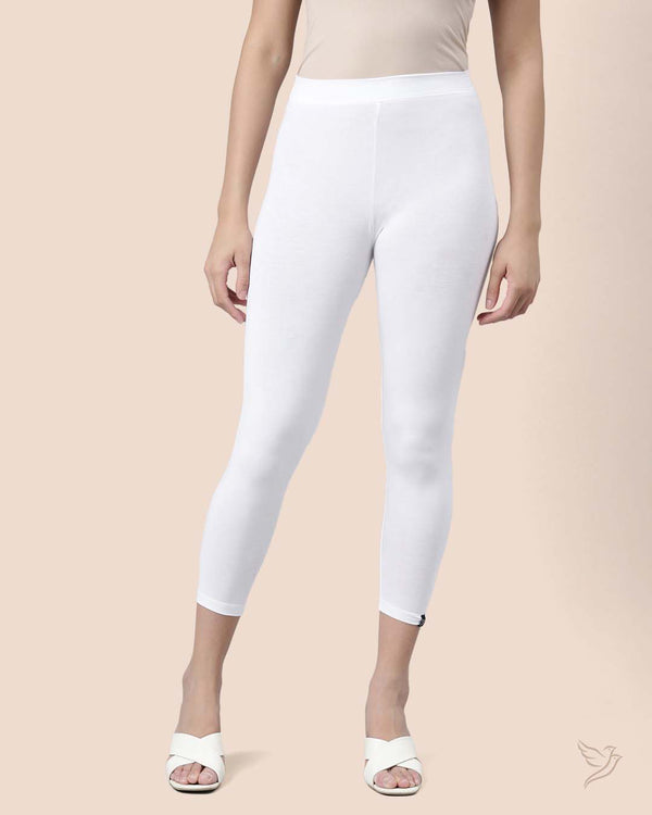 White Plus Women Viscose 7/8 High Ankle/Cropped Leggings