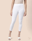 Viscose 7/8 High Ankle/Cropped Leggings - White Plus