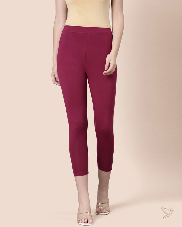 Viscose 7/8 High Ankle/Cropped Leggings - Mulberry