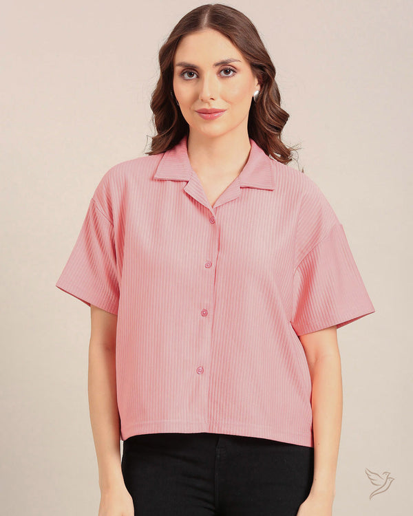 Oversized Texture Shirt - Pink Sand