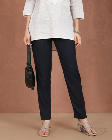 Flexi Kurti Pant - Navy Ribbon