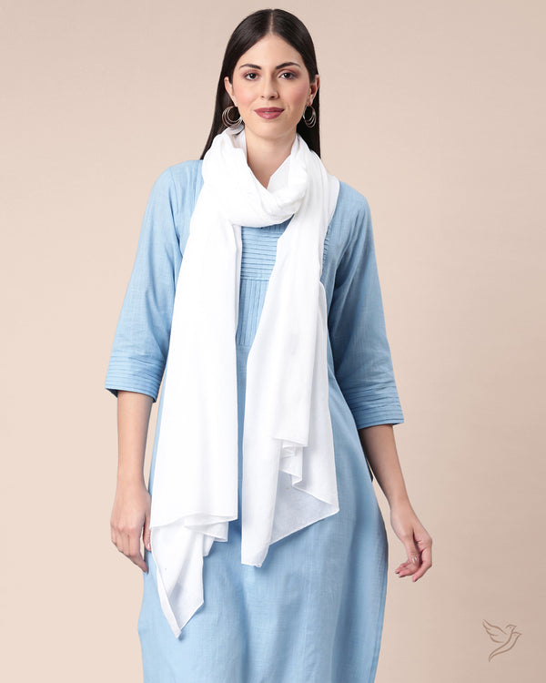 Women Cotton Shawl - White