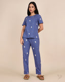 Floral Printed Co-ord Set - Grey Blue