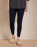 Viscose 7/8 High Ankle/Cropped Leggings - Navy Ribbon