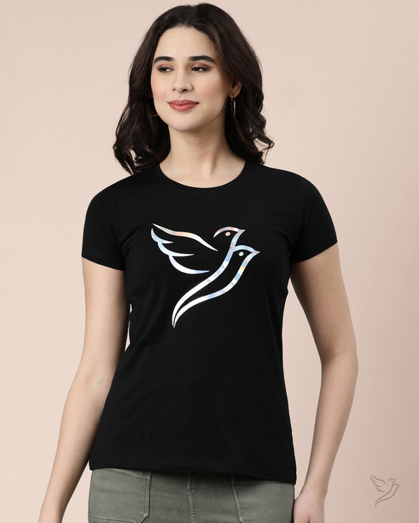 Women Slim Fit Letter Tee