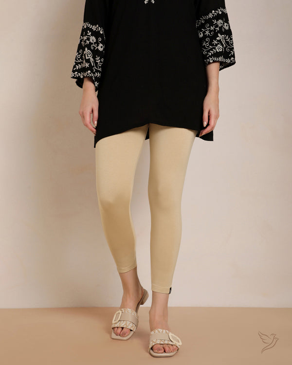 Viscose 7/8 High Ankle/Cropped Leggings - Sugar Cookie