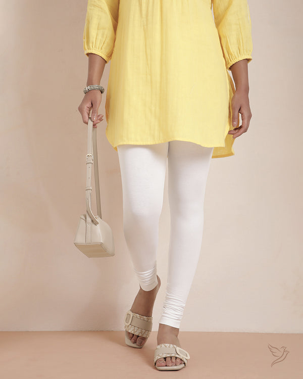 Cotton Churidar Legging - Pearl white