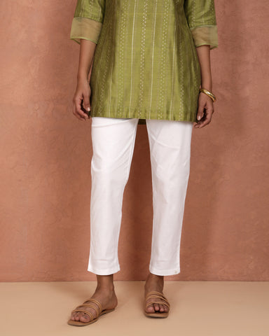 Cotton Stretch Straight Pant - Bright White