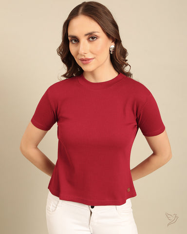 Close neck rib tee