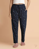 Snow Flake printed Night Pants - Pageant Blue