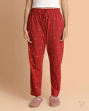 Plum Blossom printed Night Pants - Rythmic Red