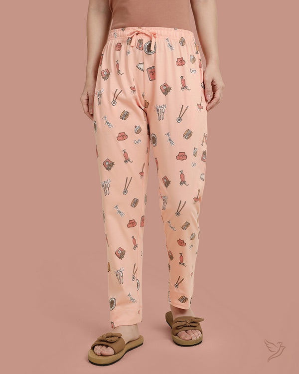 Printed Night Pant - Salmon
