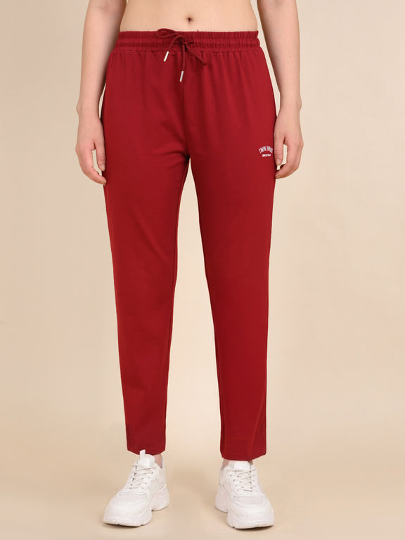 Regular Fit Track Pant - Mehandi Maroon