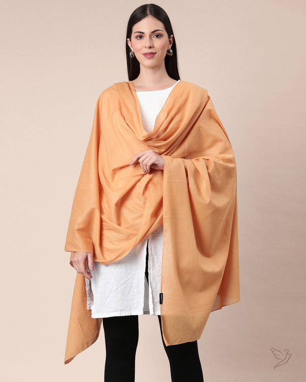 Women Cotton Shawl - Caramel Custard