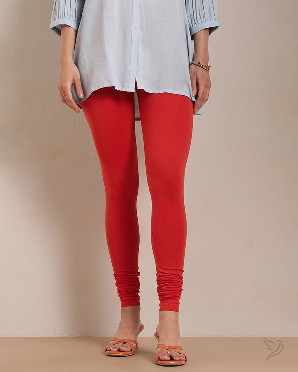 Cotton Churidar Legging - Red Chilli
