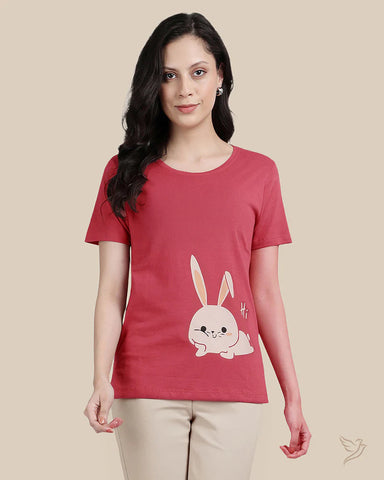 Relaxed fit tee - Garnet Rose