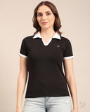 Sporty Contrast Edge Tee - Black