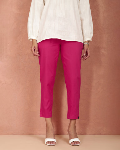 Cotton Stretch Straight Pant - Bubble Gum