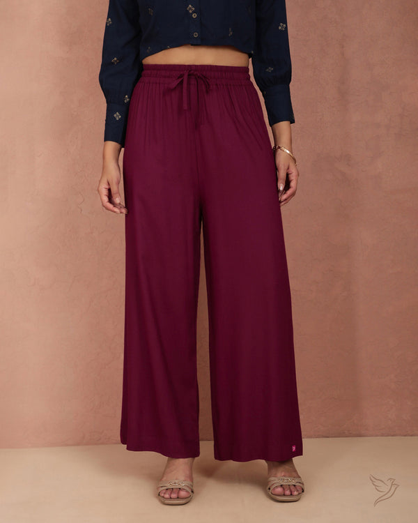 Solid Wide Leg Palazzo - Grape Vine