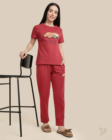 Solid Pant Co-ord - Claret