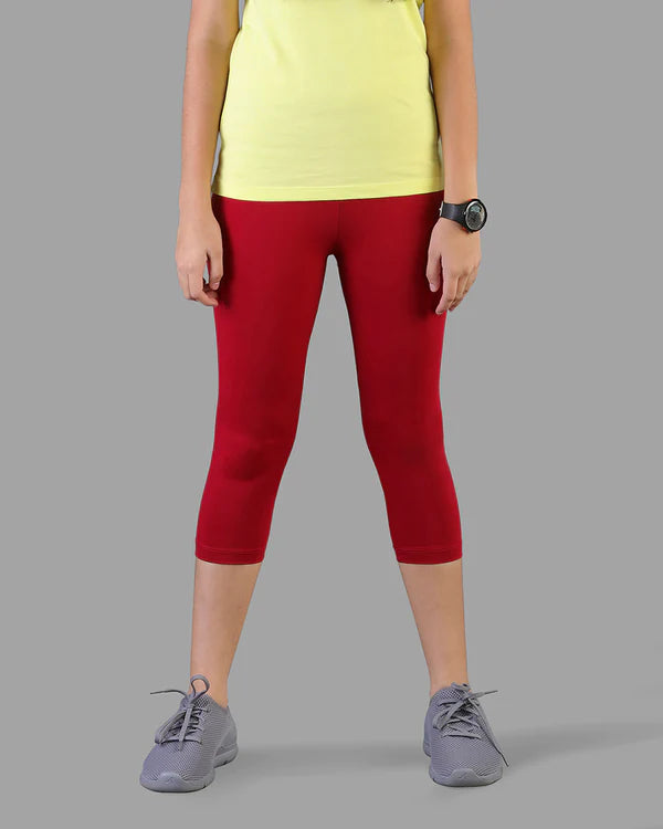 Twin Birds Kids Cotton Capri Legging - Marron