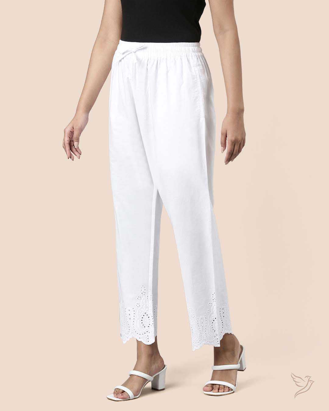 White Hakoba Straight Pant for Women