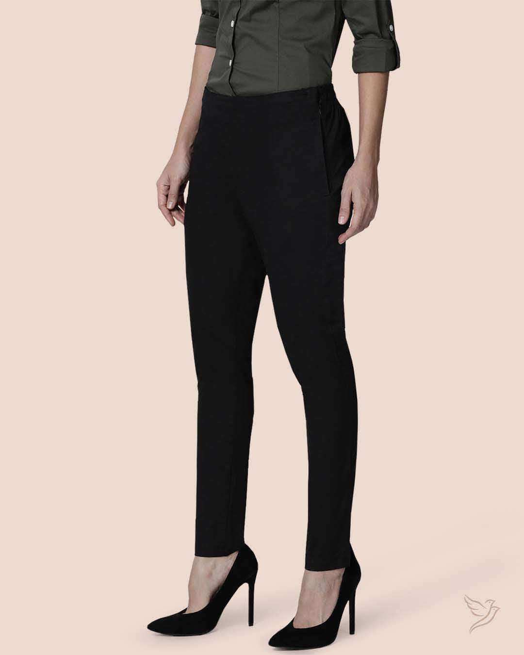 Black Straight Pant for College Girls