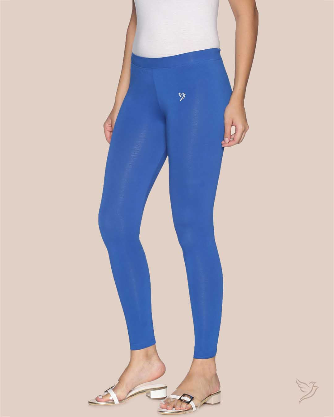 Robin Blue Cotton Ankle Legging for Women