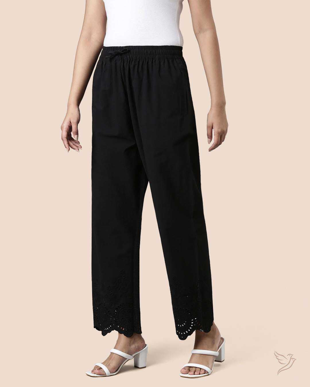 Black Hakoba Straight Pant for College girls