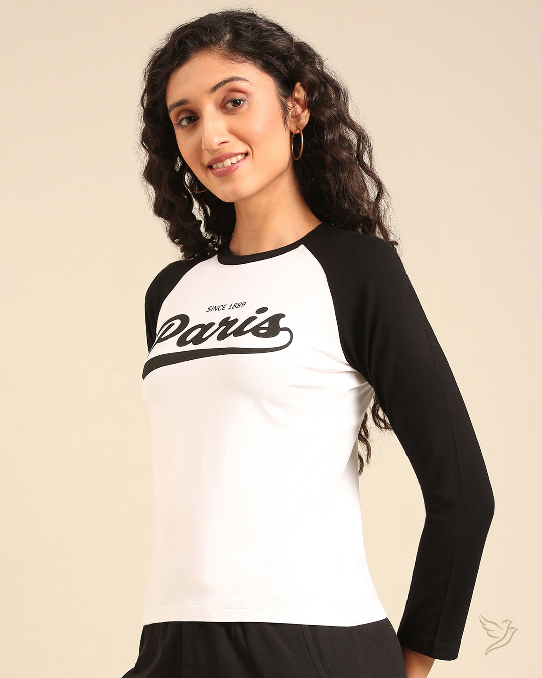 Raglan Full Sleeve Tee - White/Black