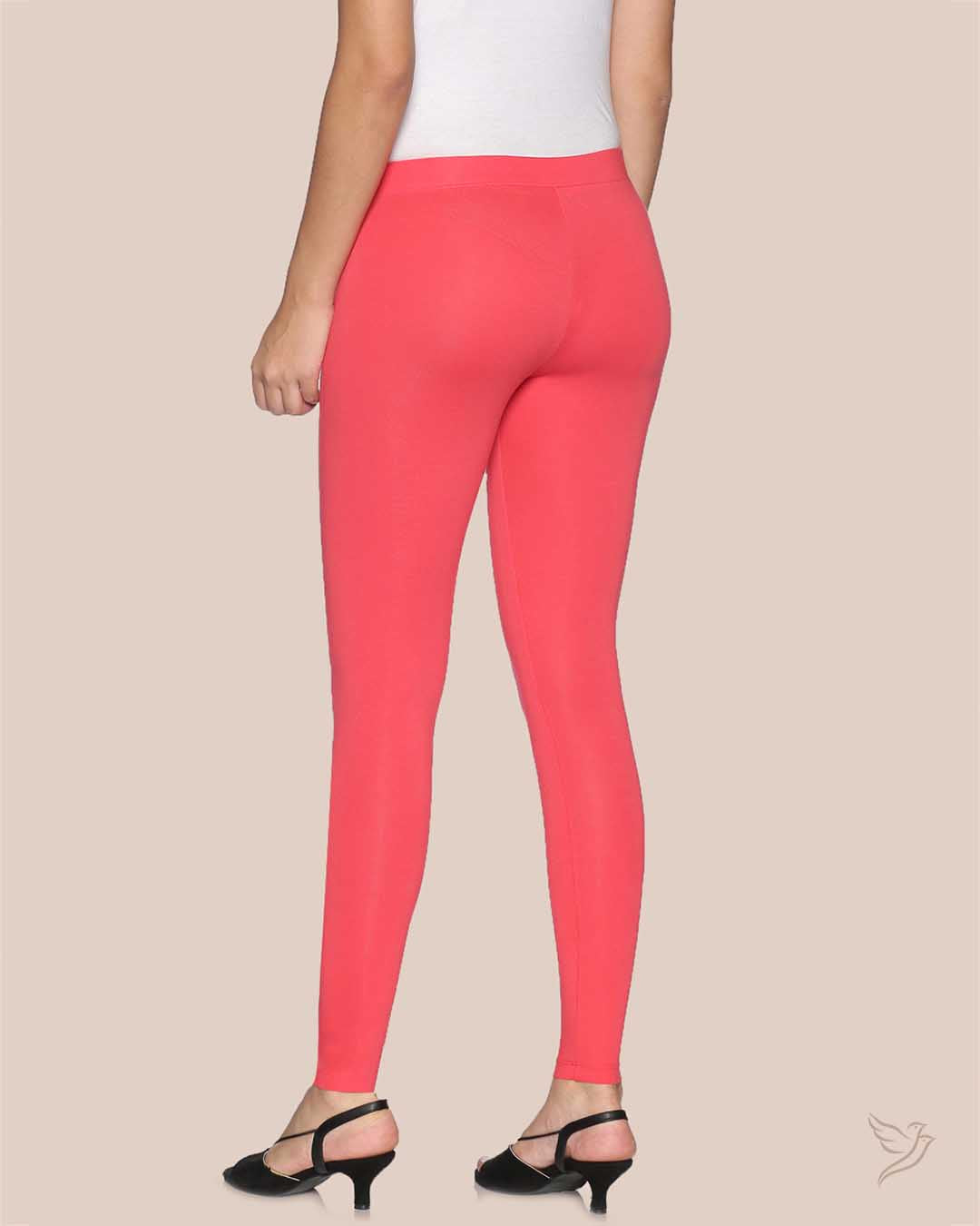 D.Pink Cotton Ankle Legging for College girls