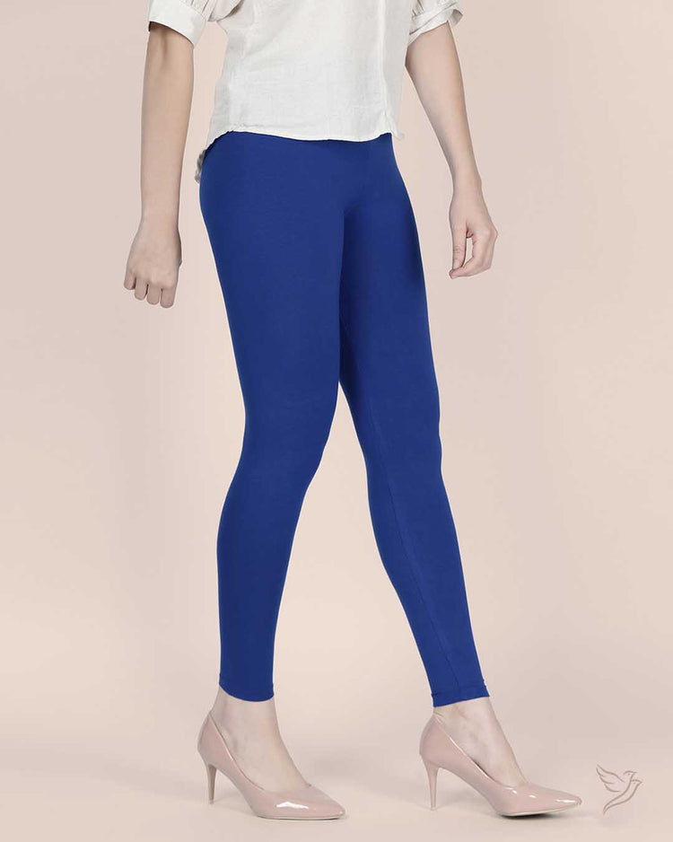 Blue Solid Viscose Lycra Tights main image 0