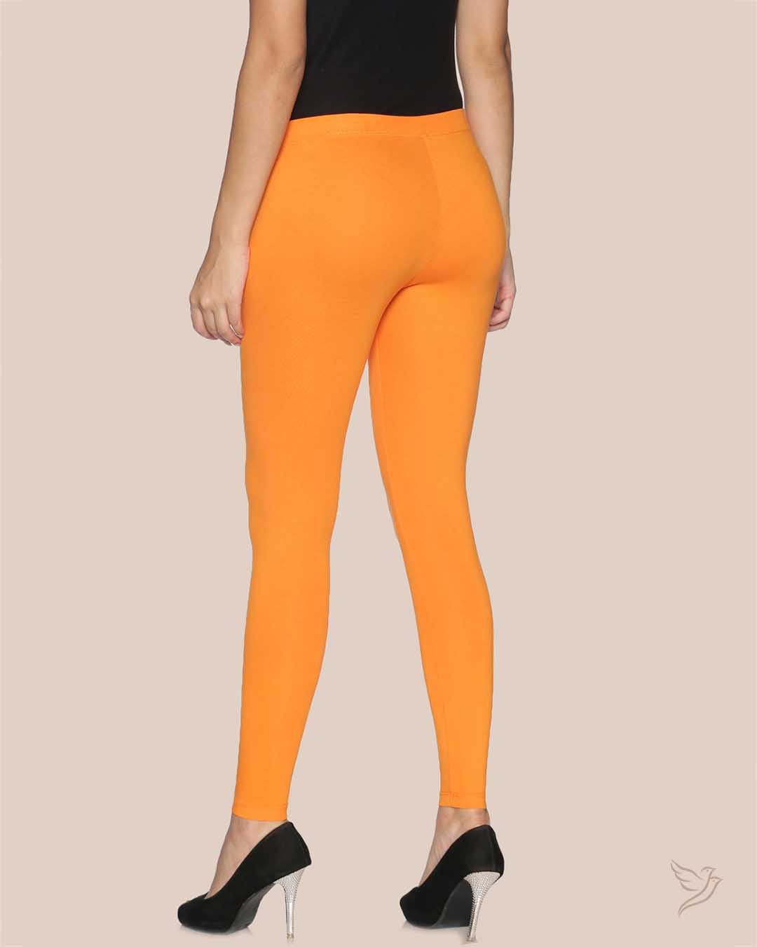 Orange Tango Cotton Ankle Legging for College girls