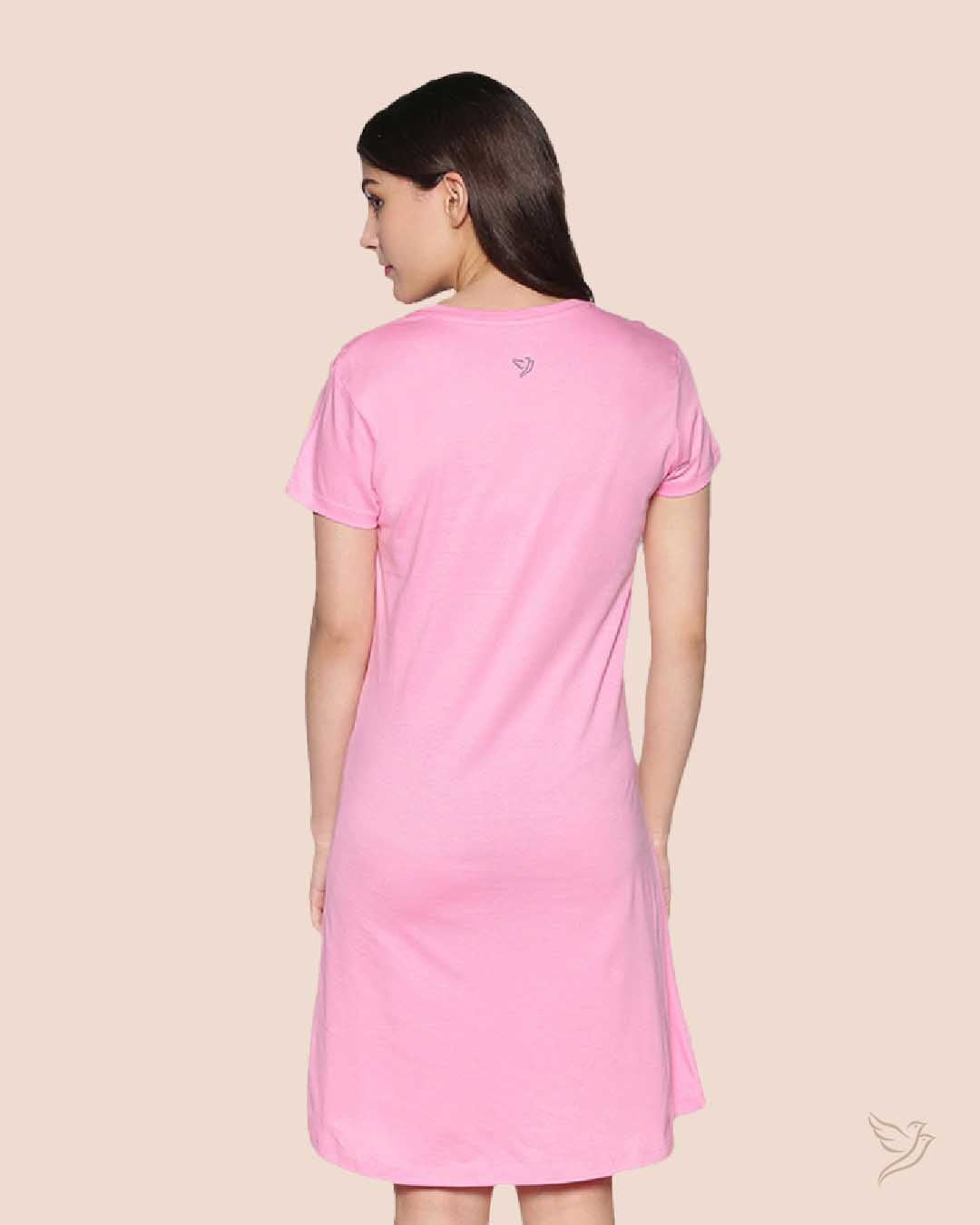 Stylish LT0005 - Light Pink Women Lounge Wear Long Tee 