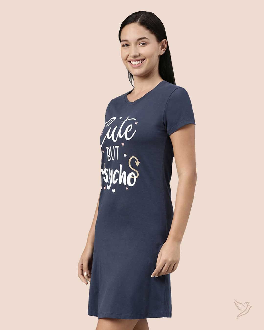 LT0001 - Navy Lounge Wear Long Tee for College Girls