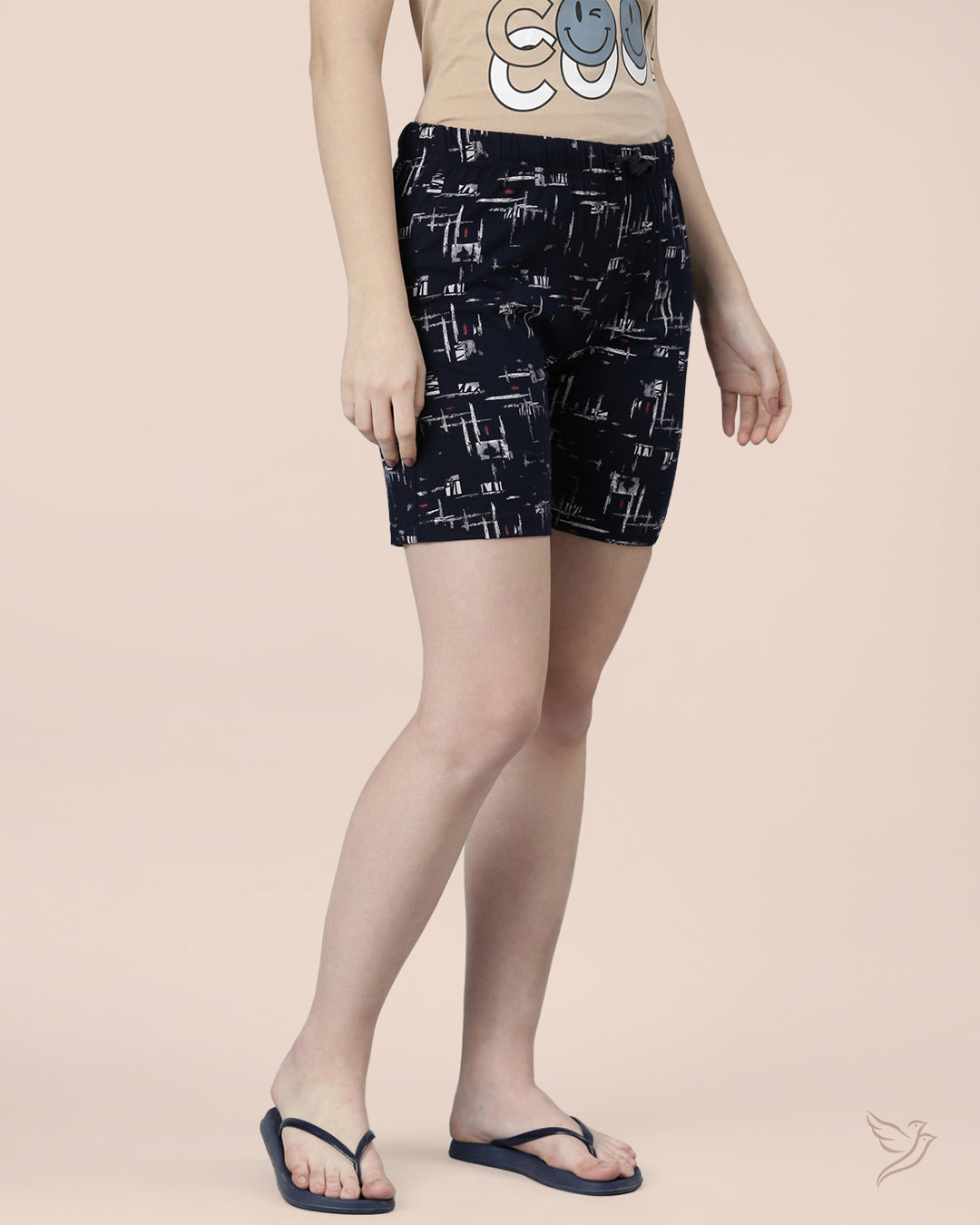 Luxury Navy Printed Loungewear Short