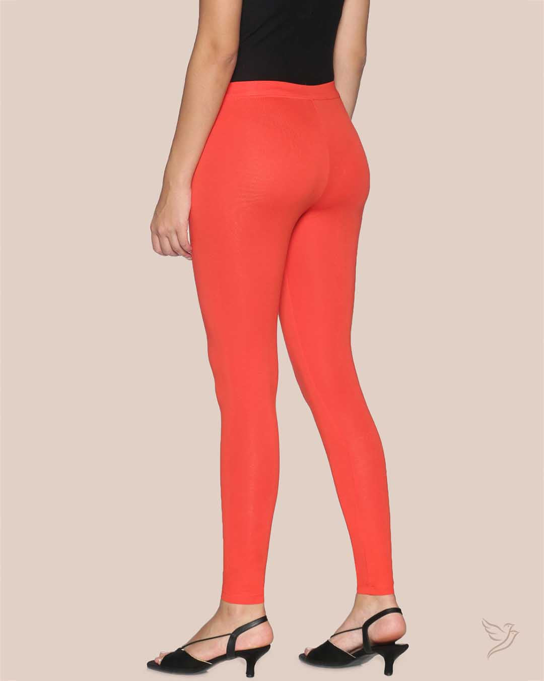 Fruity Orange Cotton Ankle Legging for Women