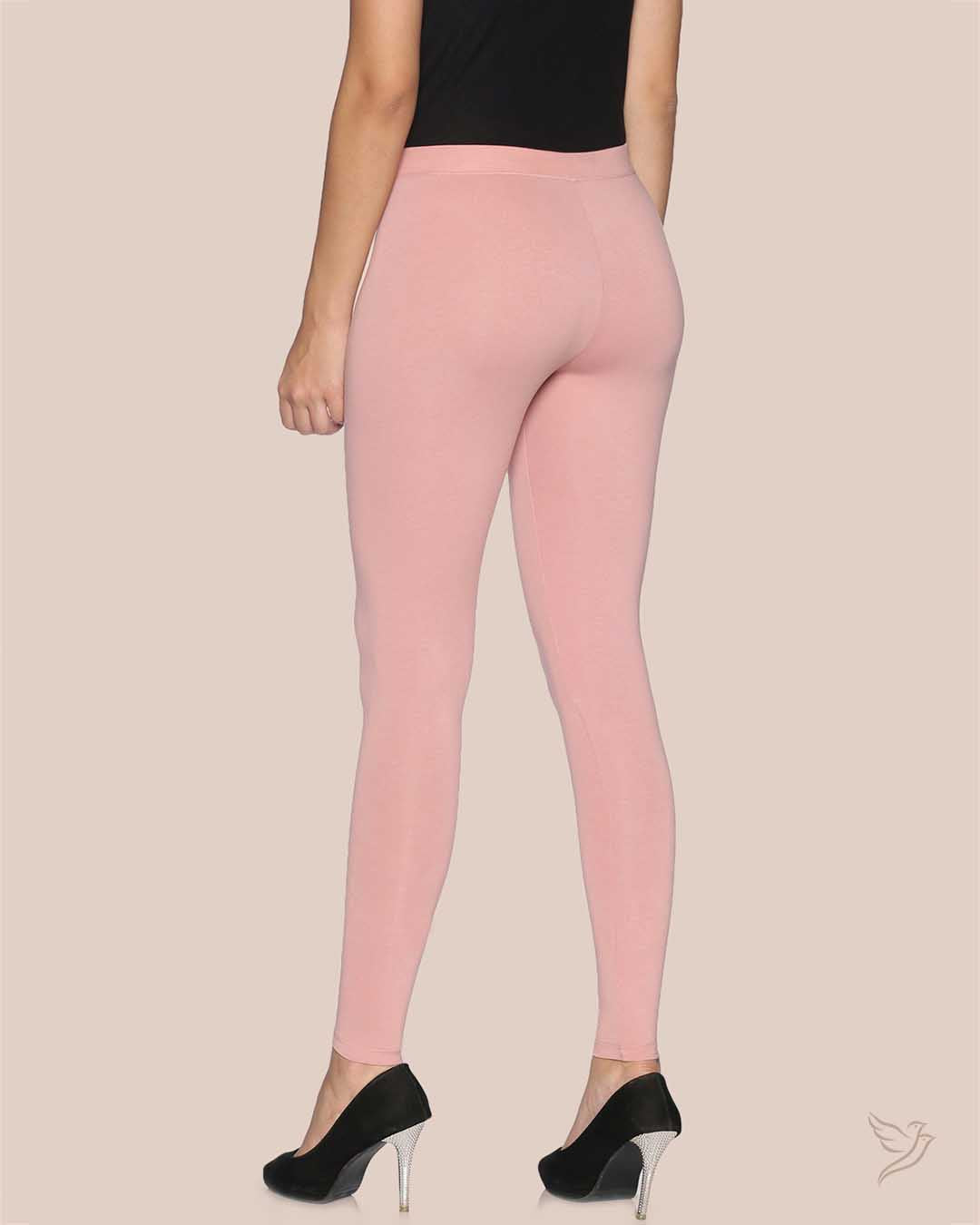 Rose Gold Cotton Ankle Legging for College girls