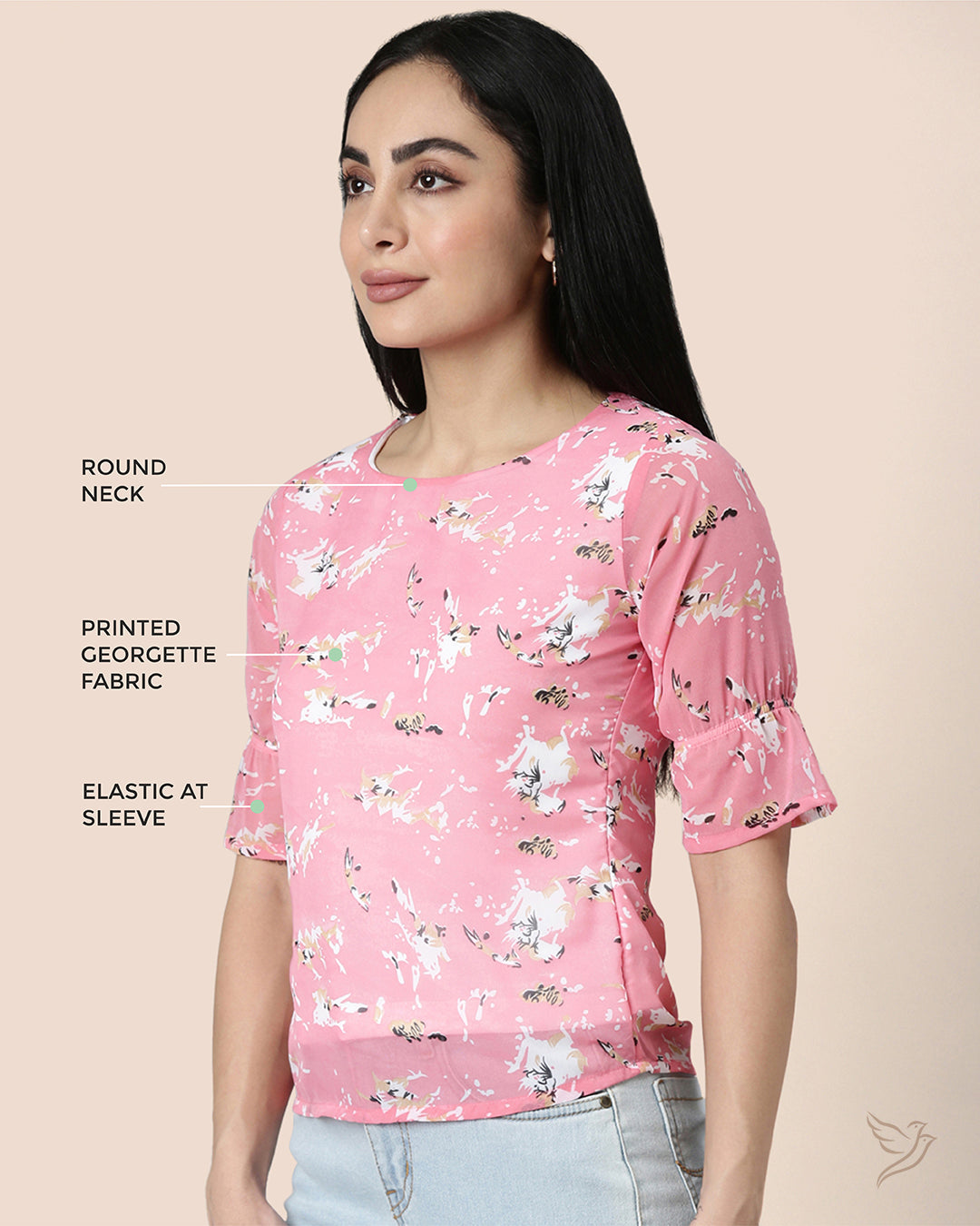 Pink Georgette Short Top for Women