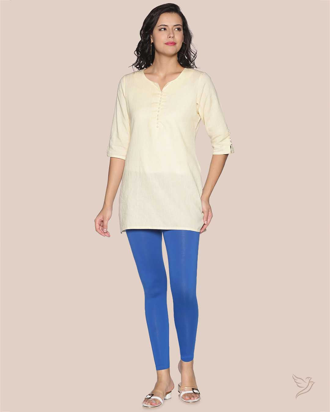 Stylish Robin Blue Cotton Ankle Legging 