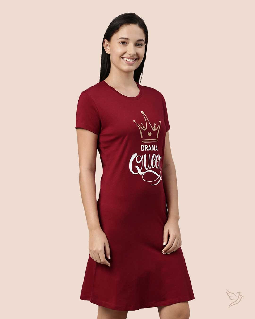 LT0011 - Red Lounge Wear Long Tee for College Girls