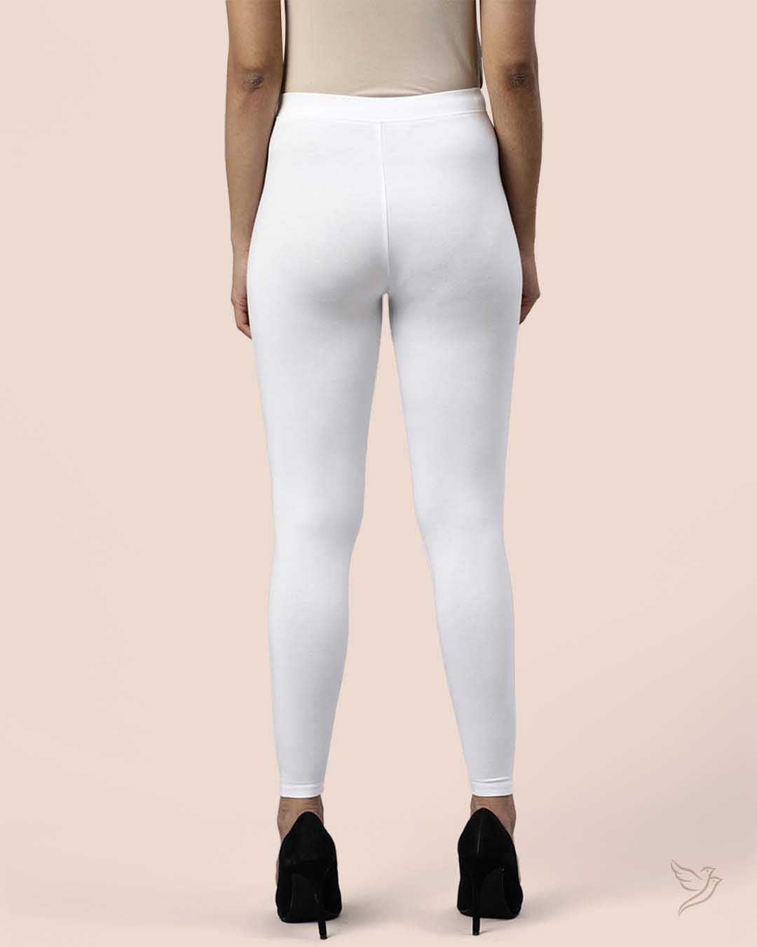 Stylish White Bamboo Ankle Leggings