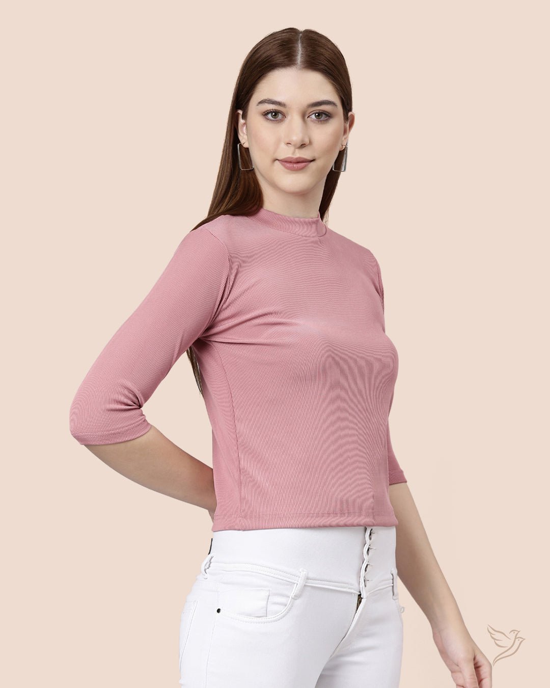 Light Pink High Neck Top for College girls