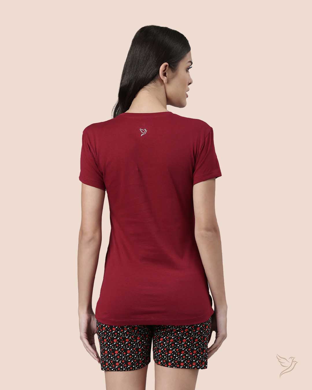 Luxury Maroon & Black Shorty Set for Women