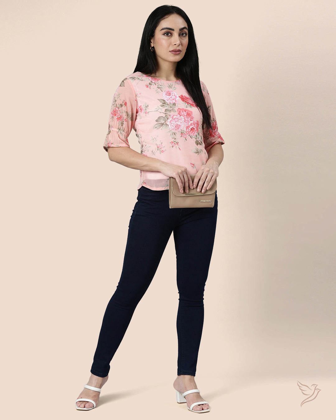 Luxury Baby Pink Georgette Short Top