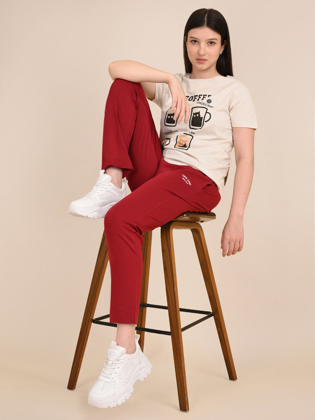 Regular Fit Track Pant - Mehandi Maroon
