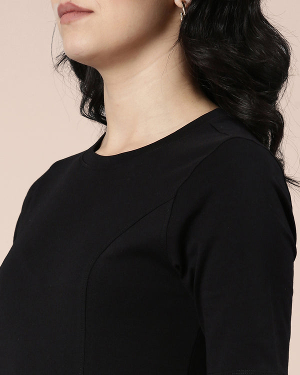 Women Solid Cotton Knitted Dress