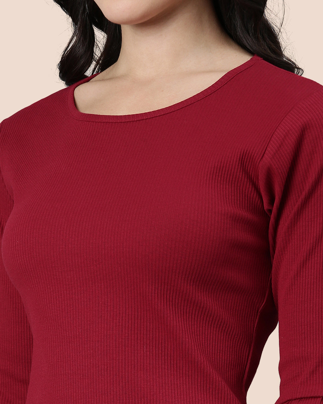 Comfortable Mehandi Maroon Women Ruffle Top