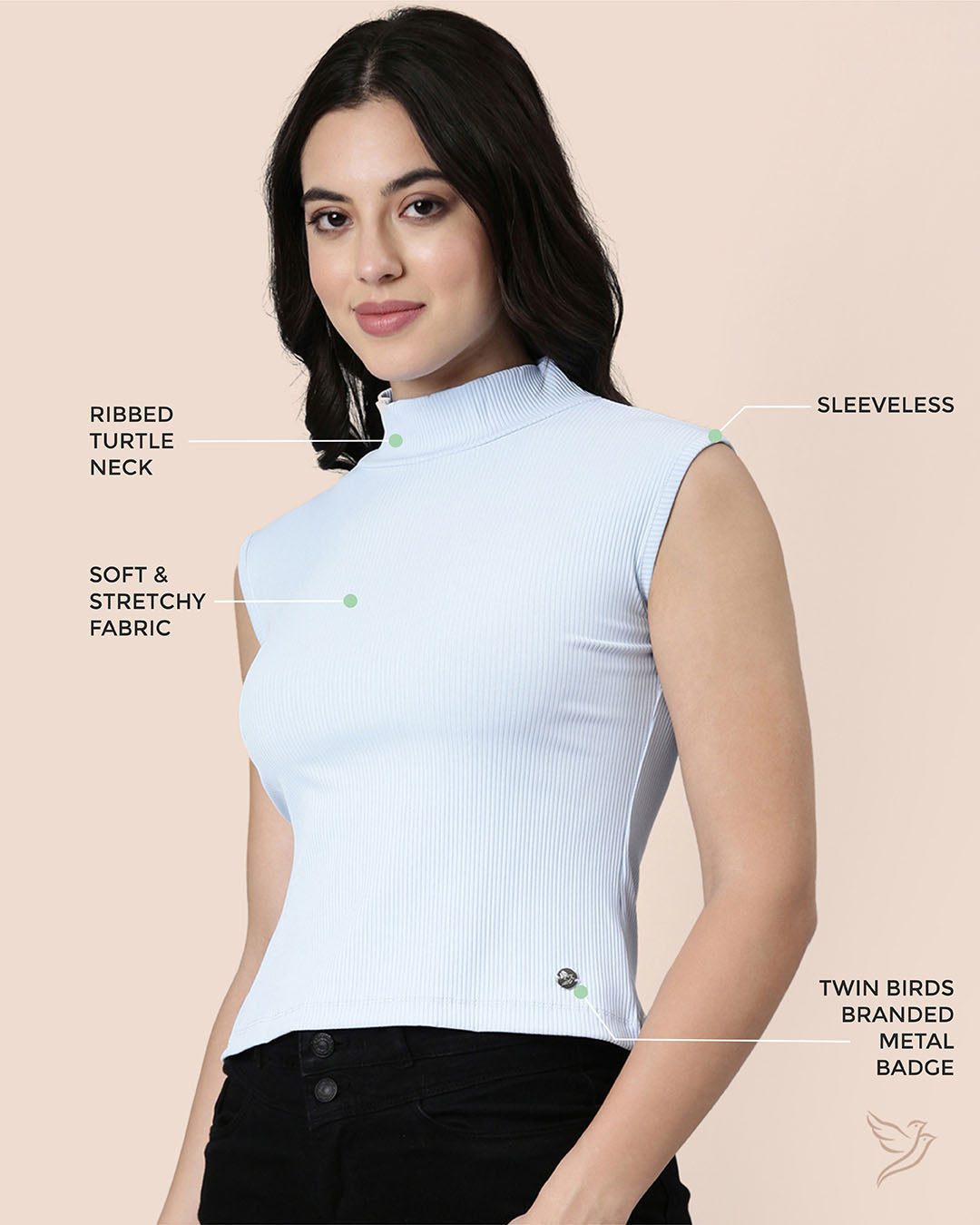 OVERSIZED SLEEVELESS TOP - BABY BLUE